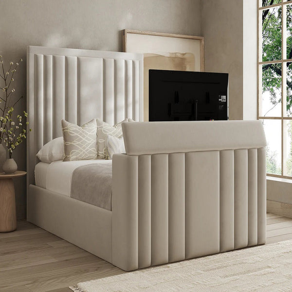 Designer Solara TV Bed with Storage – Grey Ottoman TV Bed