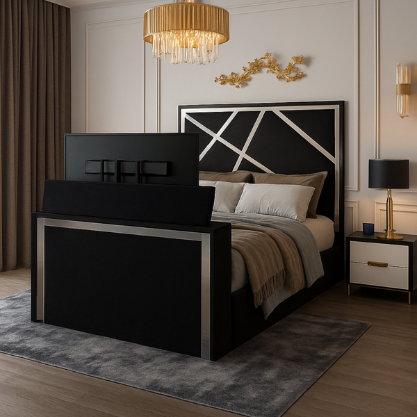 Designer Iris Mirror TV Bed with Built-in TV Lift