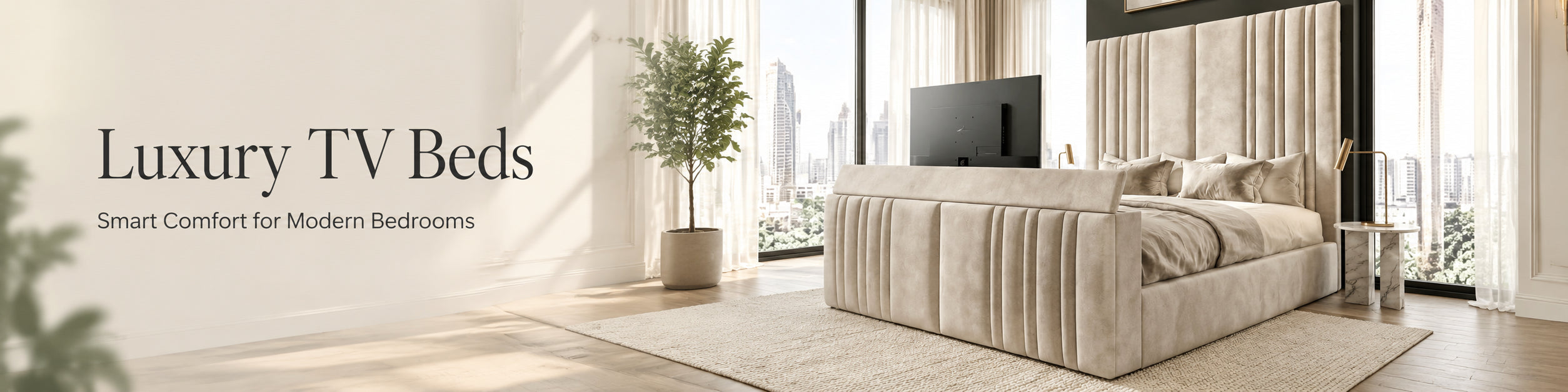 Modern bedroom with a luxury TV bed